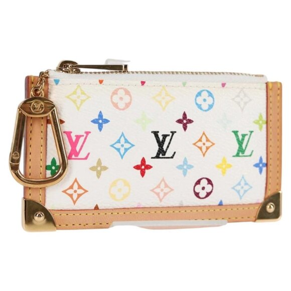 LOUIS VUITTON Monogram Multicolor Pochette Cles Purse White M92655 Auth MX081SM - Picture 1 of 16